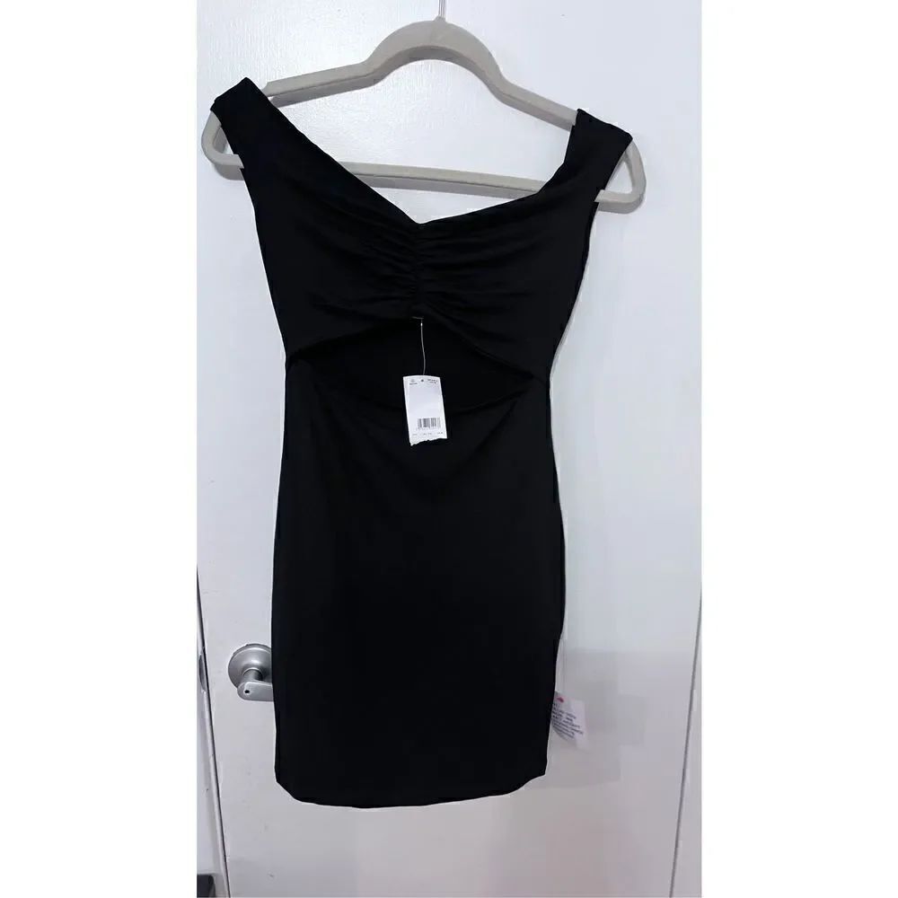 Asos DESIGN LITTLE BLACK DRESS OPEN FRONT SIZE 4 NEW WITH TAGS
